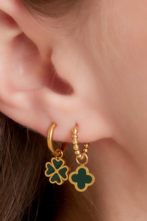 Pendientes trébol Verde Acero inoxidable h5 Imagen2